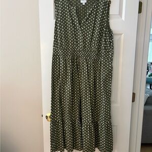 J. Jill Olive Polka Dot Midi Dress